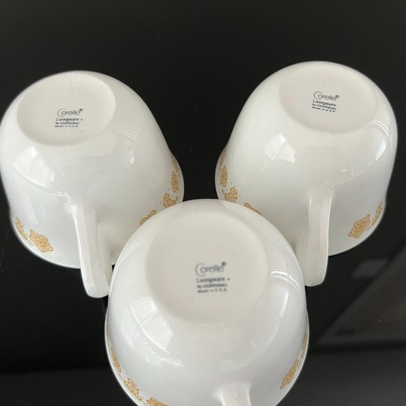 1970's Vintage Corelle Butterfly Gold Tea Cups - Set of 3 - Excellent Condition - Picture 4 of 5